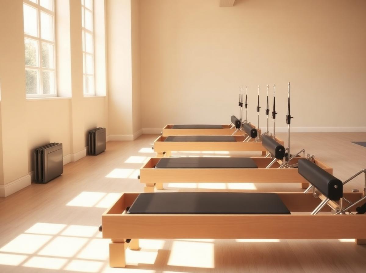 Beginner reformer Pilates class at Alto